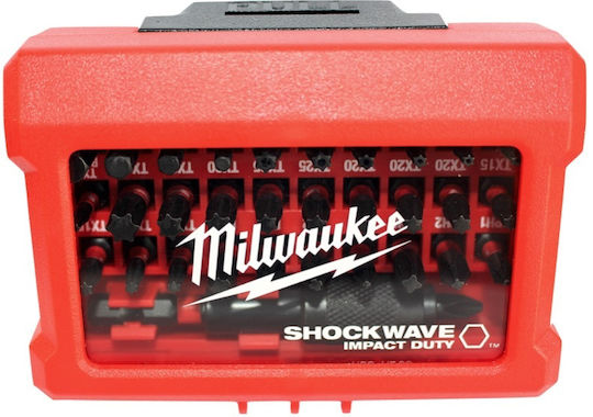 Milwaukee Сет 32 Битове за Винтоверт Торкс / Алън Shockwave