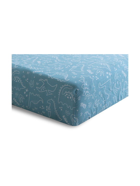 Matex Бебешки Чаршаф За Количка Памук с ластик Син 60x120бр