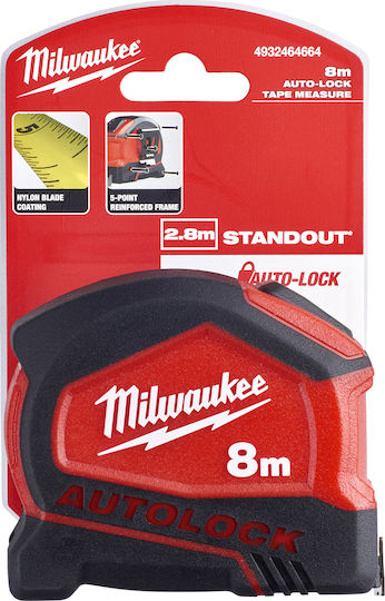 Milwaukee Autolock Tape Measure with Auto-Rewind 25mm x 8m
