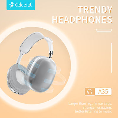 Celebrat A35 Wireless / Wired Over Ear Headphones with 10 hours of Operation White