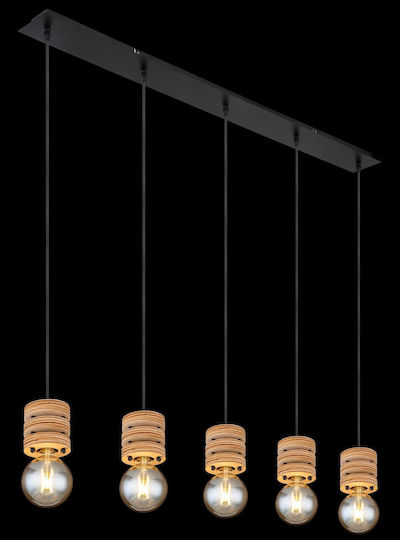 Globo Lighting Angeline Pendant Light Black Rail for 5 Bulbs E27 116x10x120cm