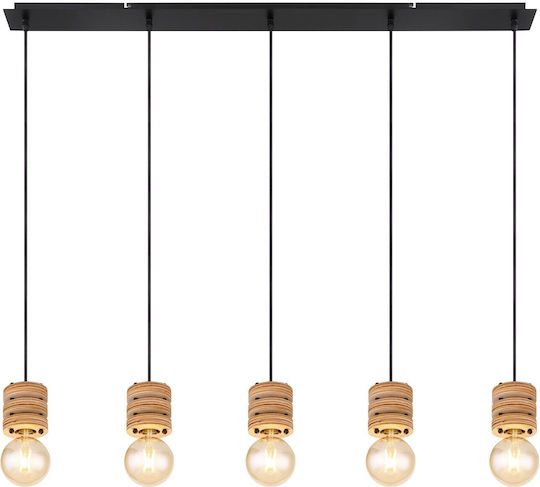 Globo Lighting Angeline Pendant Light Black Rail for 5 Bulbs E27 116x10x120cm