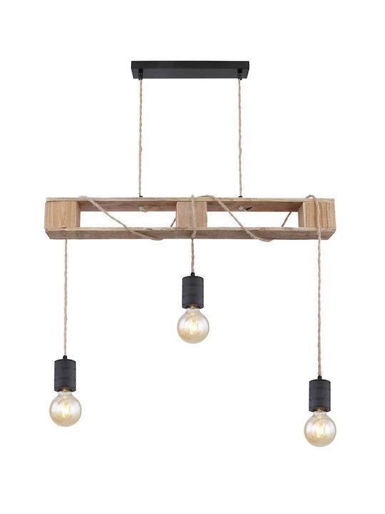 Globo Lighting Pendant Light Black with Rope for Socket E27 83x10x120cm