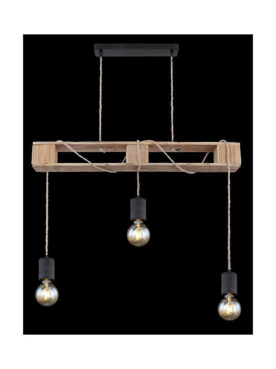 Globo Lighting Pendant Light Black with Rope for Socket E27 83x10x120cm