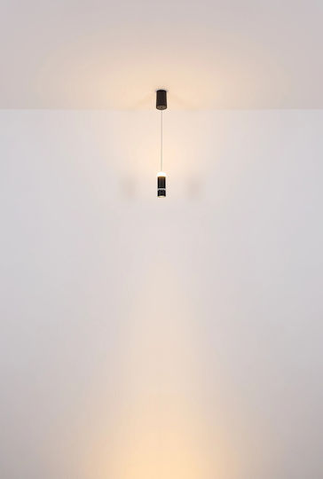 Globo Lighting Ρυθμιζόμενο Κρεμαστό Φωτιστικό Μαύρο LED με Θερμό Λευκό Φως 7.5x7.5x180εκ.