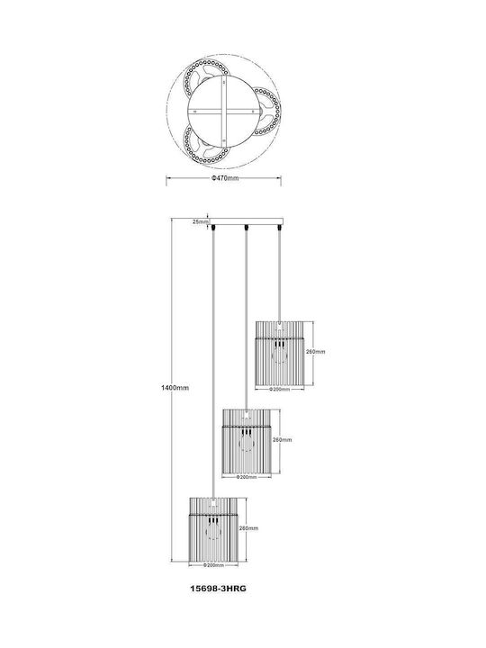 Globo Lighting Κρεμαστό Φωτιστικό Μαύρο με Ντουί E27 47x47x140εκ.