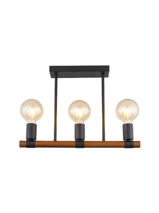 Globo Lighting Heinrich Κρεμαστό Φωτιστικό Μαύρο Ράγα με Ντουί E27 49x6x35εκ.