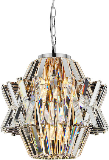Eko Light Κρεμαστό Φωτιστικό Ασημί με Κρύσταλλα για 4 Λαμπτήρες E14