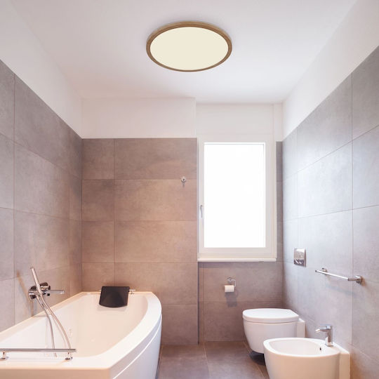 Globo Lighting Sapana Ceiling Mount Light Bathroom 29.4cm Brown with Integrated LED