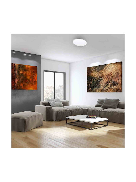 Eko Light Πλαφονιέρα Οροφής Λευκή με Ενσωματωμένο LED και Τηλεχειριστήριο