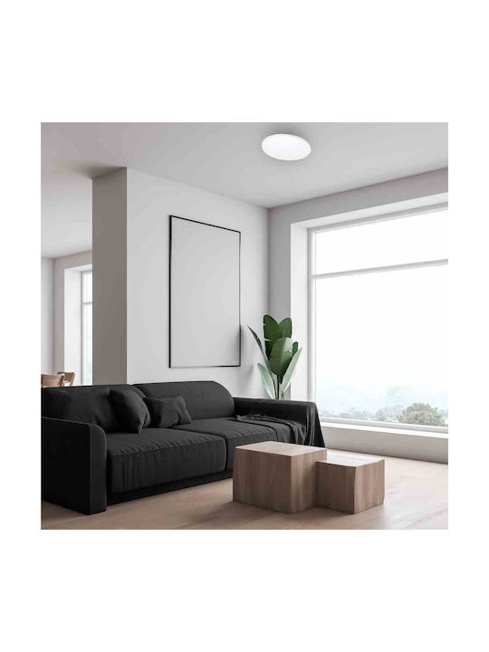 Eko Light Πλαφονιέρα Οροφής Λευκή με Ενσωματωμένο LED και Τηλεχειριστήριο