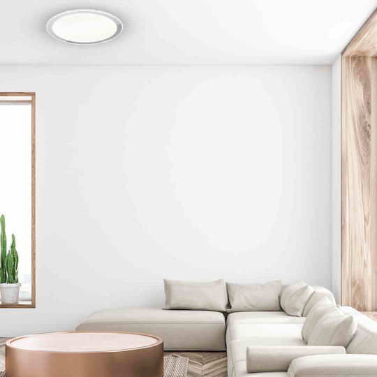 Eko Light Πλαφονιέρα Οροφής Λευκή με Ενσωματωμένο LED και Τηλεχειριστήριο