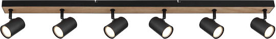 Globo Lighting Spot mit 6 Lichtern und mit Fassung GU10 in Schwarz Farbe