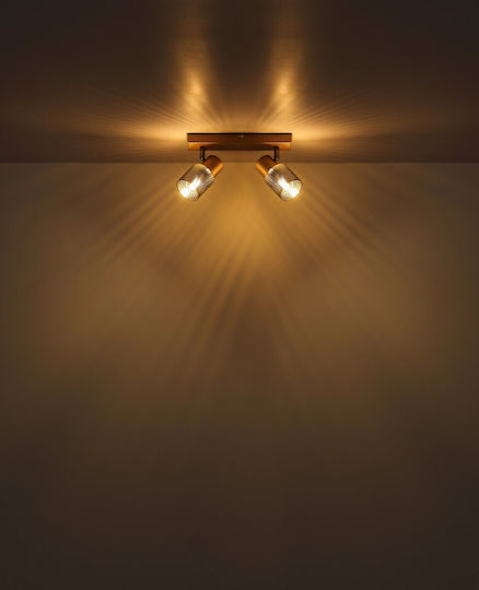 Globo Lighting Doppel Spot mit Fassung E14 in Braun Farbe