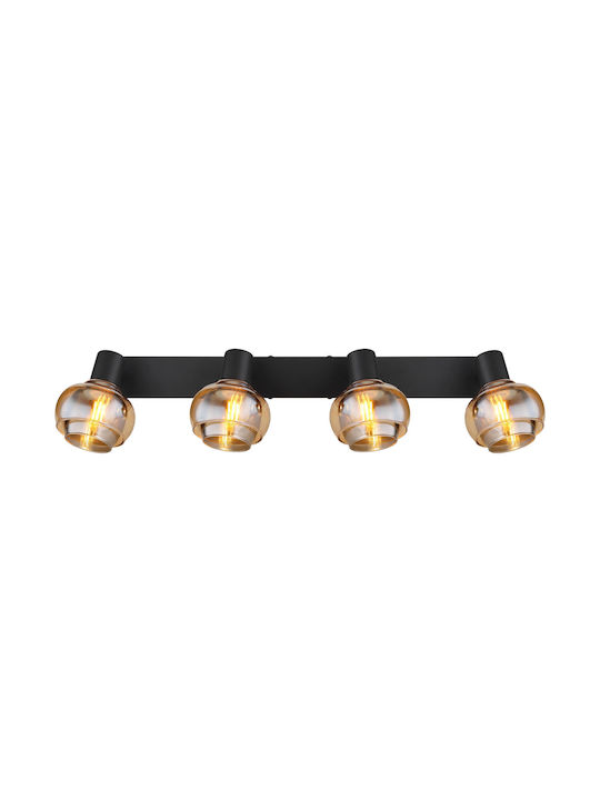 Globo Lighting Spot with 4 Lights and with Socket E14 in Black Color