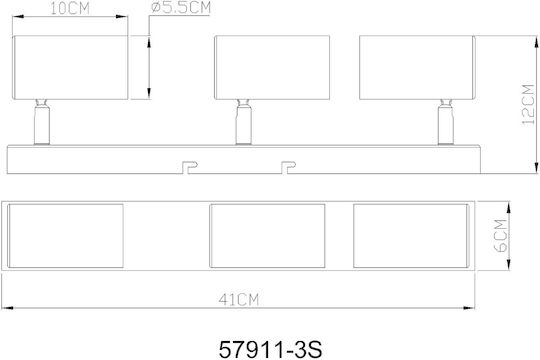 Globo Lighting Тройно Спот с Цокъл GU10 в Сив Цвят
