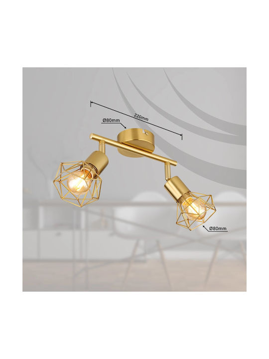 Globo Lighting Διπλό Σποτ με Ντουί E14 σε Χρυσό Χρώμα