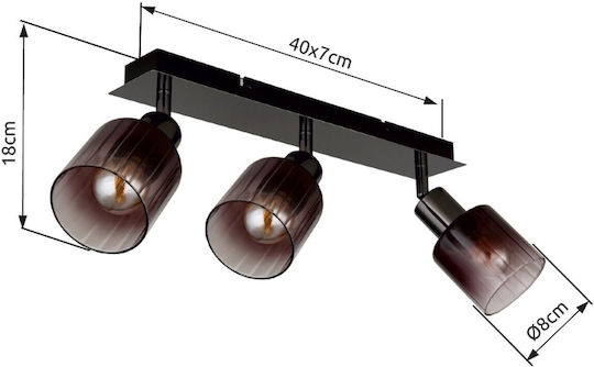 Globo Lighting Triplu Spot cu Soclu E14 în Culoare Cupru