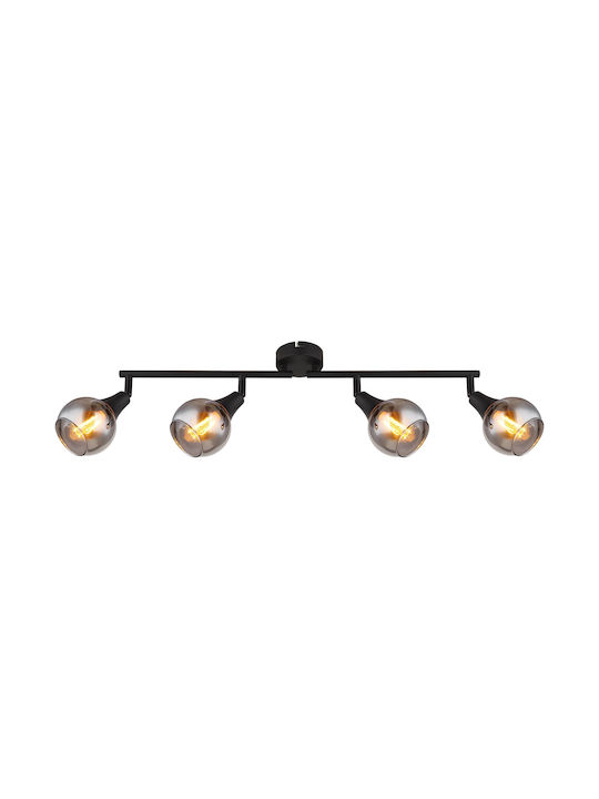 Globo Lighting Spot with 4 Lights and with Socket E14 in Black Color
