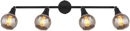 Globo Lighting Spot with 4 Lights and with Socket E14 in Black Color