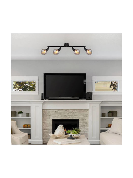 Globo Lighting Spot with 4 Lights and with Socket E14 in Black Color