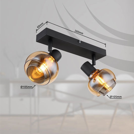 Globo Lighting Double Spot with Socket E14 in Black Color