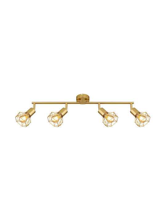 Globo Lighting Σποτ με 4 Φώτα και με Ντουί E14 σε Χρυσό Χρώμα