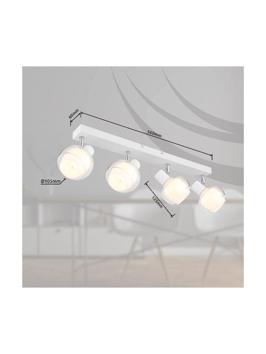 Globo Lighting Spot with 4 Lights and with Socket E14 in White Color