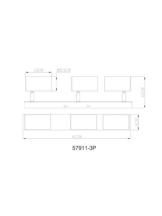 Globo Lighting Τριπλό Σποτ με Ντουί GU10 σε Πορτοκαλί Χρώμα
