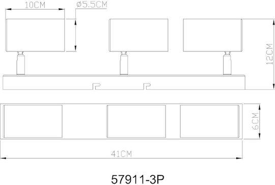 Globo Lighting Τριπλό Σποτ με Ντουί GU10 σε Πορτοκαλί Χρώμα