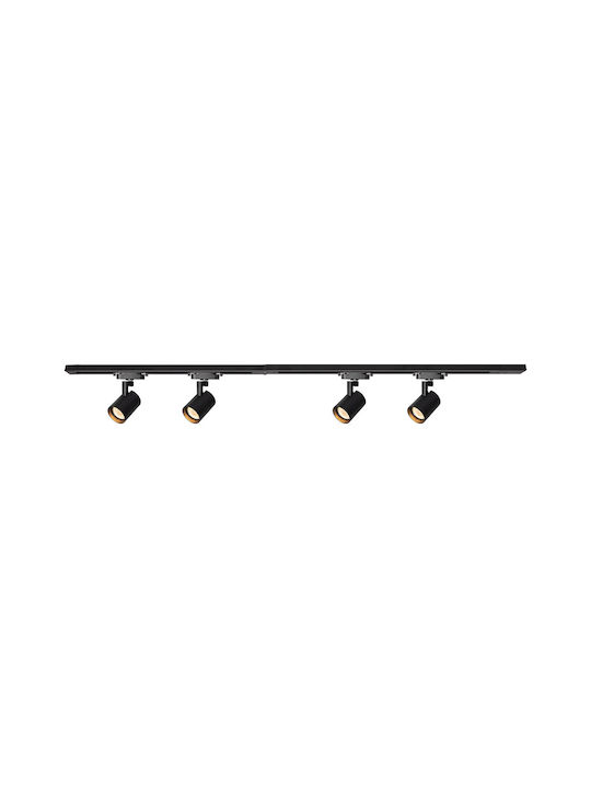 Eko Light Spot cu 4 Lumini și cu Soclu GU10 în Culoare Negru