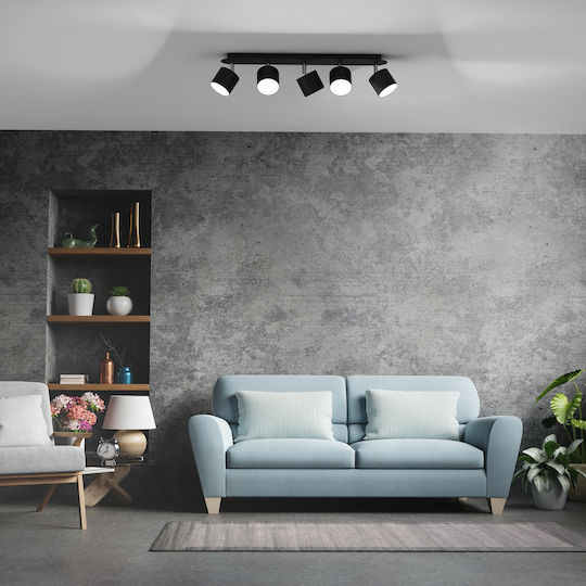 Eko Light Dixie Spot mit 5 Lichtern und mit Fassung null in Schwarz Farbe