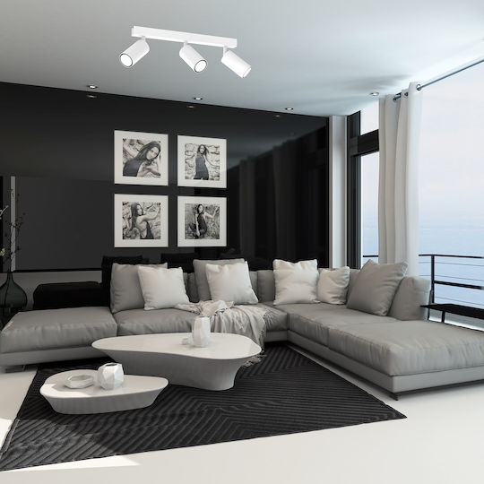 Eko Light Hudson Тройно Спот с Цокъл GU10 в Бял Цвят