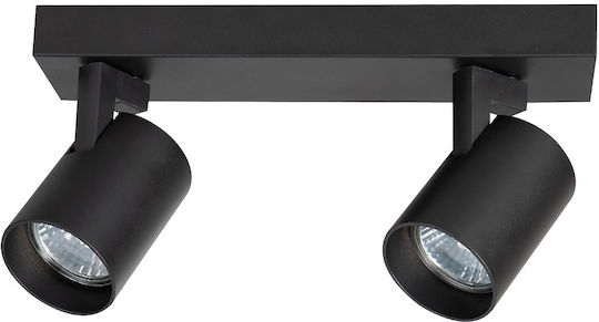 Eko Light Двойно Спот с Цокъл GU10 в Черен Цвят