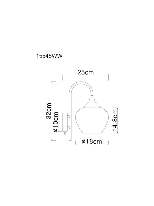 Globo Lighting Φωτιστικό Τοίχου με Ντουί E27 και Διακόπτη Λευκό 18x32εκ.