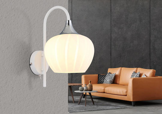 Globo Lighting Leuchte Wand mit Fassung E27 und Schalter Weiß 18x32cm