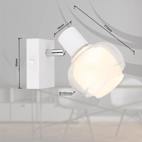 Globo Lighting Осветително тяло За стена с фасунга E14 и ключ Бял 10.5x12.5см.