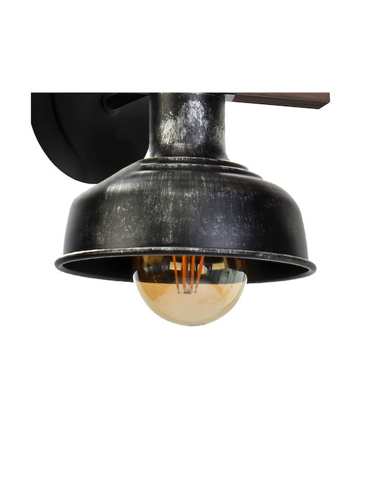 Eko Light Vintage Φωτιστικό Τοίχου με Ντουί E27 Μαύρο