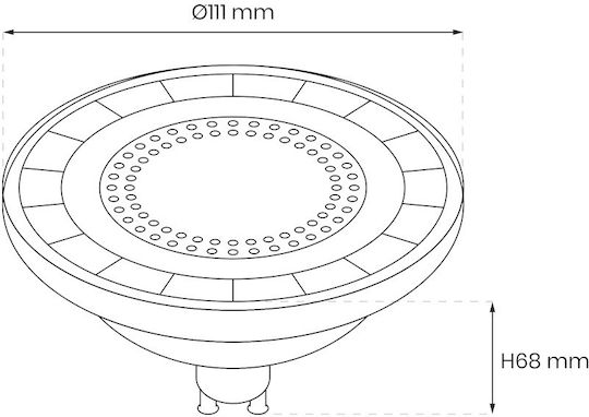 Eko Light Λάμπα LED 12W 111mm για Ντουί GU10 και Σχήμα AR111 Θερμό Λευκό 1200lm Dimmable