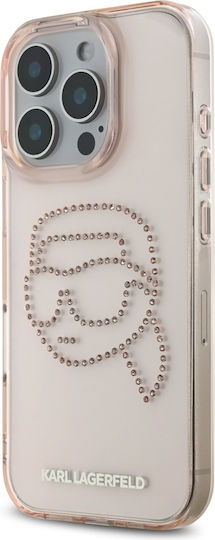 Karl Lagerfeld Iml Rhinestones S K Head Umschlag Rückseite Gehärtetes Glas Rosa (iPhone 17 Pro / iPhone 16 Pro)