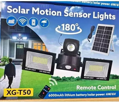 Διπλός Στεγανός Ηλιακός Προβολέας LED 200W Πράσινο με Αισθητήρα Κίνησης και Τηλεχειριστήριο IP67
