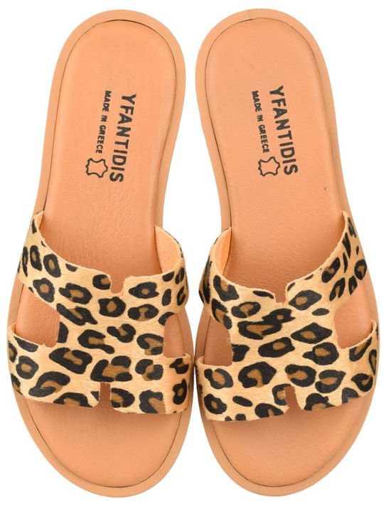 Leather Women's Flat Sandals Leopard