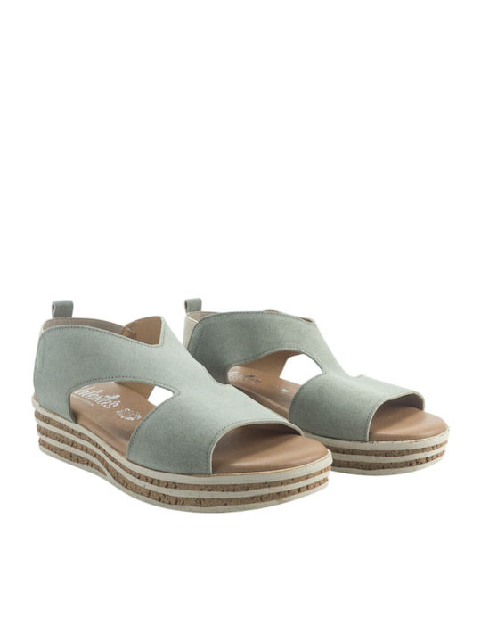 Women's Flat Sandals in Green Color