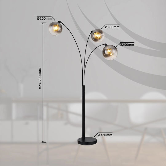 Globo Lighting Floor Lamp H200cm. with Socket for Bulb E27 Black