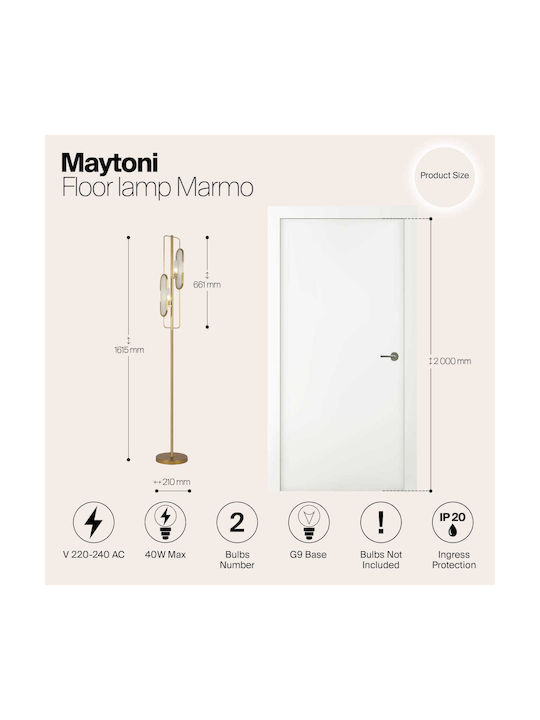 Maytoni Stehleuchte mit Fassung für Lampe G9 Gold