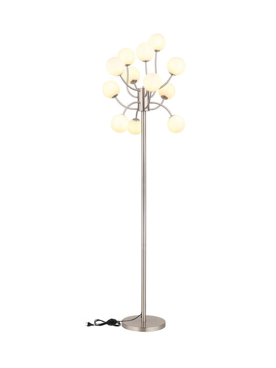 Globo Lighting Floor Lamp H200xW62cm. with Socket for Bulb G9 Silver