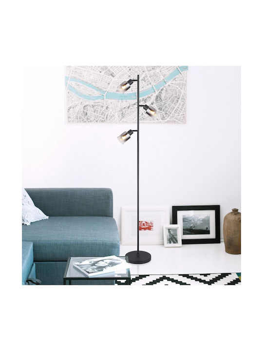 Globo Lighting Floor Lamp H154xW23cm. with Socket for Bulb E14 Black