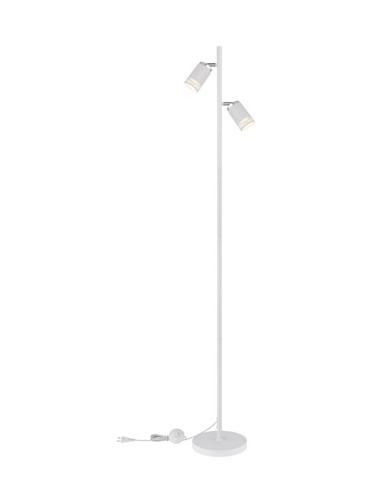 Globo Lighting Floor Lamp H158xW27.5cm. with Socket for Bulb GU10 White