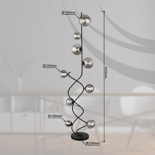 Globo Lighting Floor Lamp with Socket for Bulb G9 Black