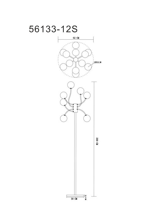 Globo Lighting Riha Floor Lamp with Socket for Bulb G9 Black